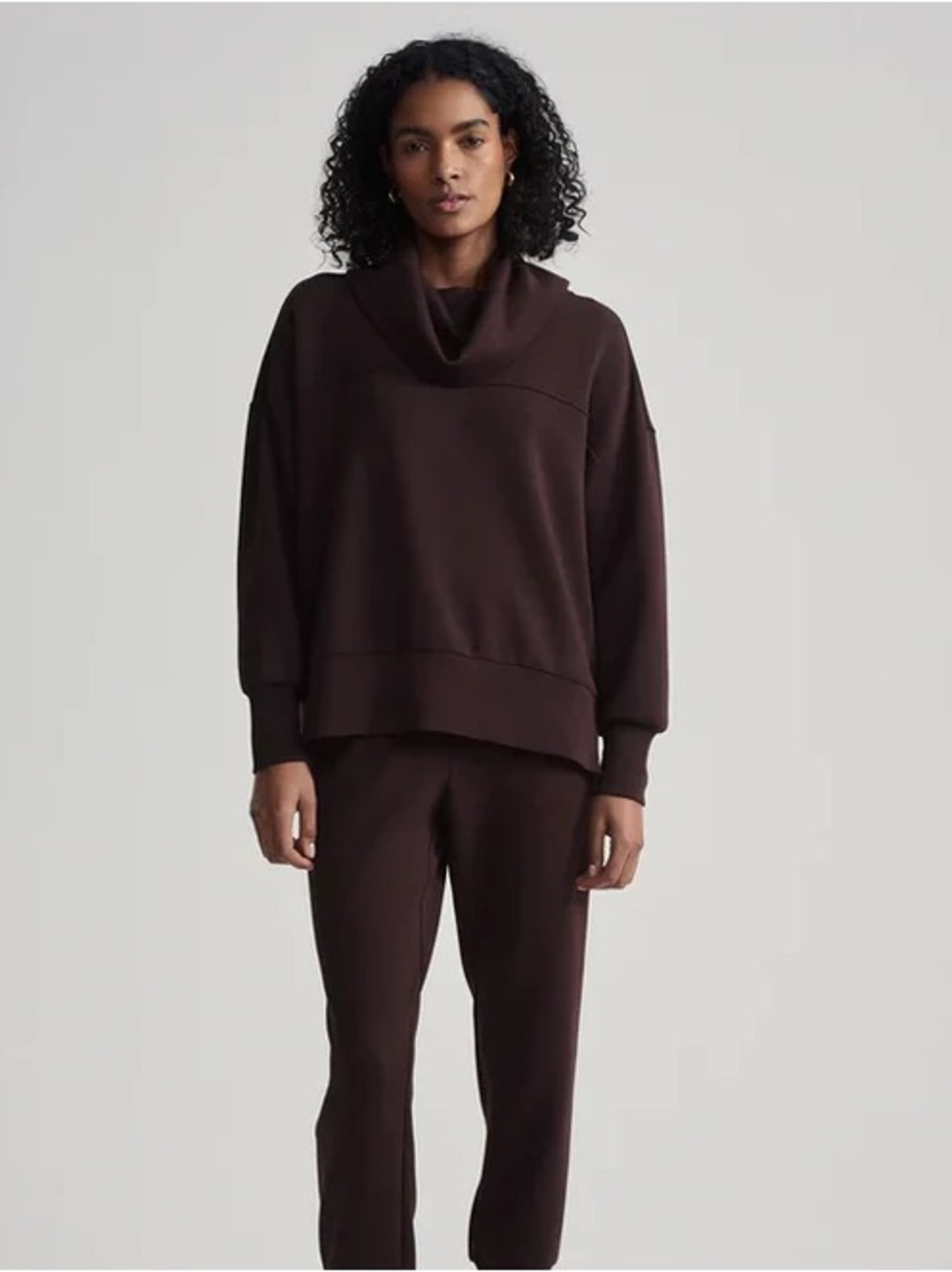 Varley DoubleSoft Priya Longline Pullover in Coffee Bean